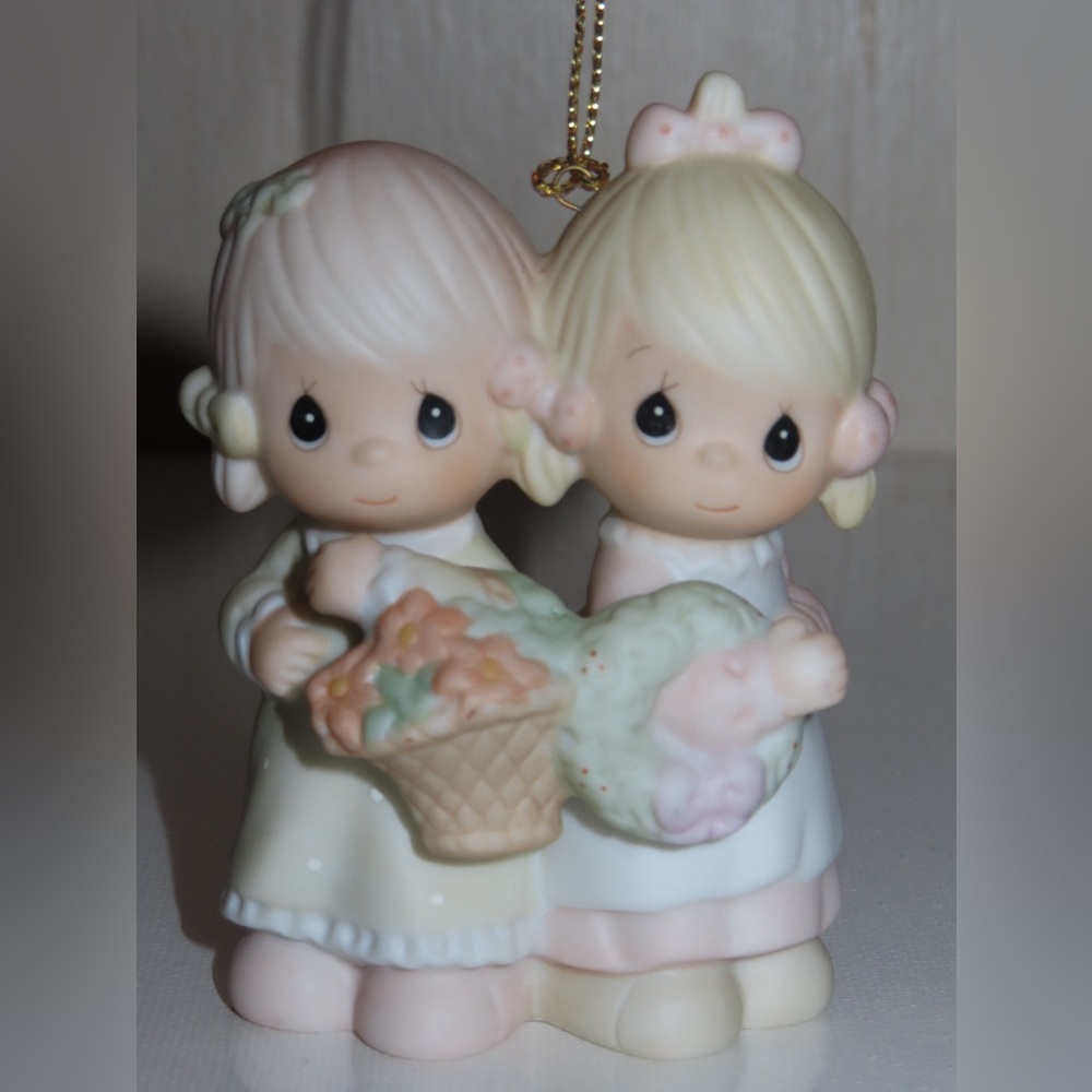 Precious Moments, 1998. Christmas Ornament Porcelain 2 Little Girls.